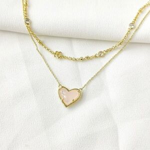 Alicia Bonnie In Love Rose Quartz Gold Necklace | NEW